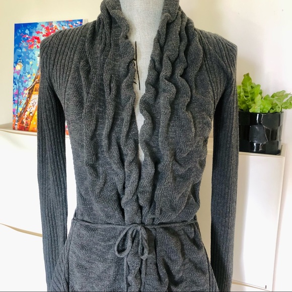 Stretchable Open Front Shaped Knit Cardigan - Picture 6 of 13